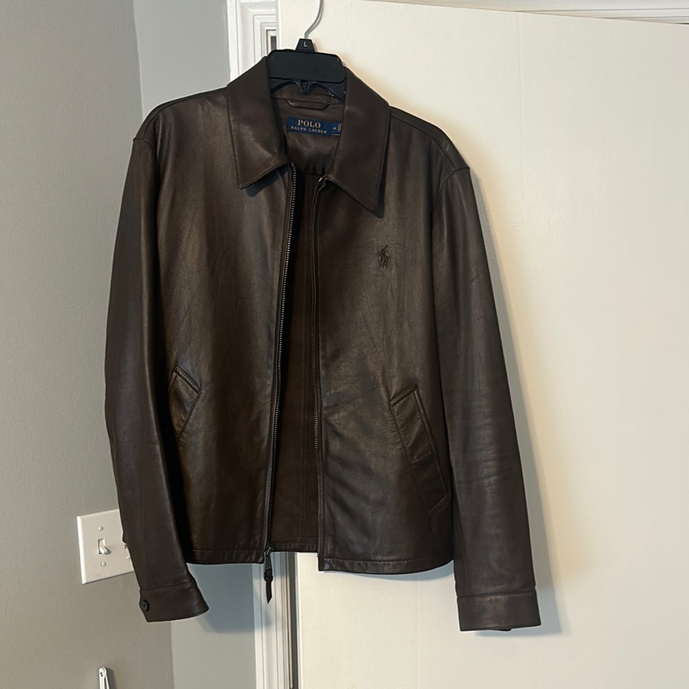 Polo by Ralph Lauren Brown Lightweight 100% Lamb Leather Jacket - Picture 1 of 4